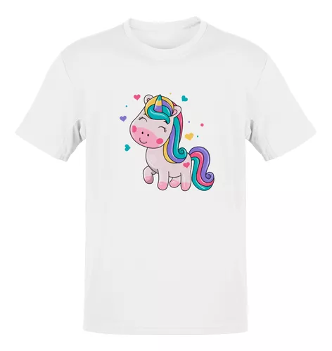 Camiseta masculina Infantil Unicornio Fofo Love Rosa Camisa Blusa