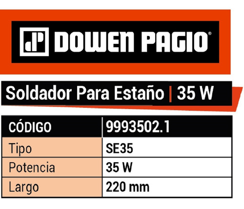Soldador Estaño Lapiz 35 W 220 V Dowen Pagio 9993502.1