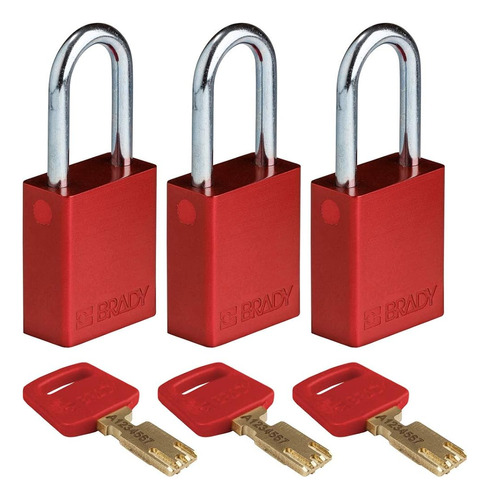 Candado De Bloqueo Brady Safekey - Aluminio - Rojo - Espacio