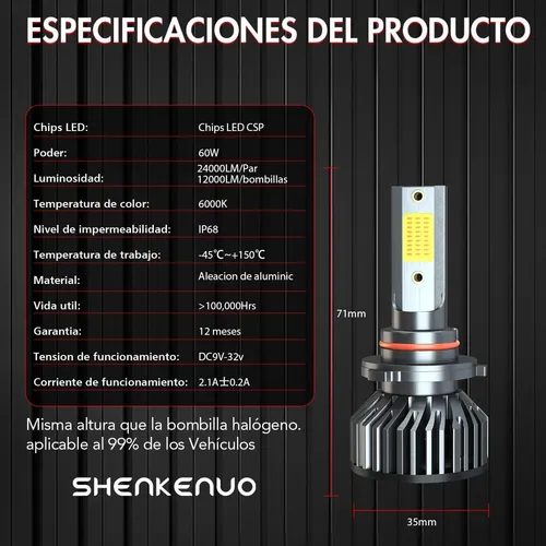 Kit De Focos Led Para Toyota Corolla 2011 2012 9005 9006 H11