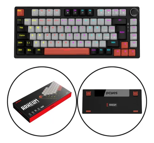 Teclado Mecânico Gamer 75% Pcyes Abnt2 Switch Red Rgb Preto