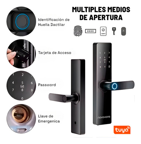 Cerradura Electronica Inteligente Novohome Nh-sl25 Digital Smart Lock Con Huella Wifi App Tarjeta Contraseña