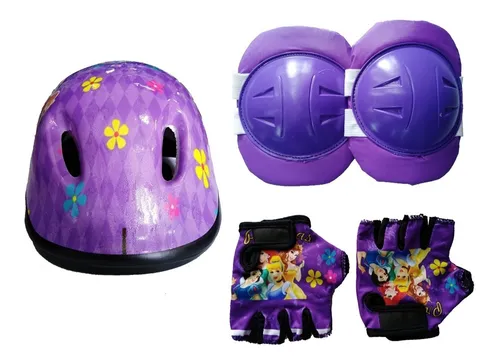 Casco Para Bicicleta Niños Mas Guantes Coderas Y Rodilleras