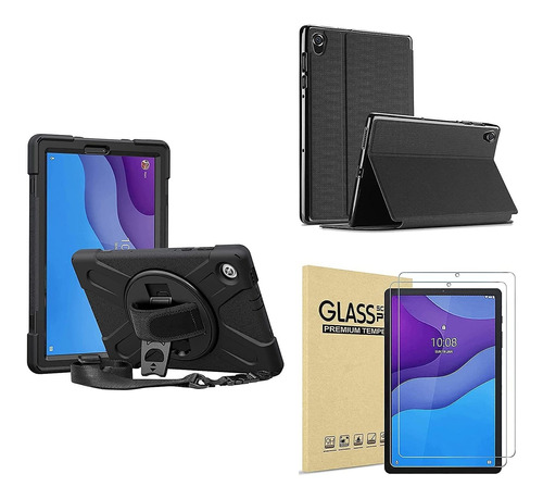 Funda Soporte Negro + Protector Para Lenovo Tab M10 Hd 2