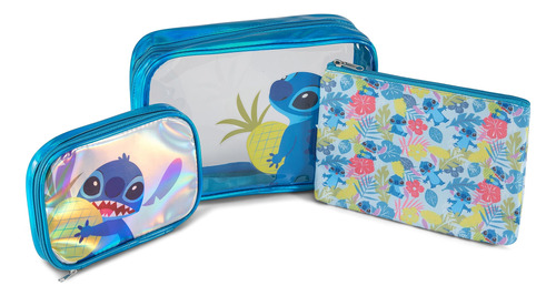 Set De Estuches Cosméticos Disney Lilo And Stitch De 3 Pieza