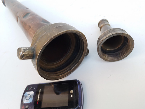 Antiguo Pico Lanza Manguera Incendio Bombero, Cobre Y Bronce (Usado)