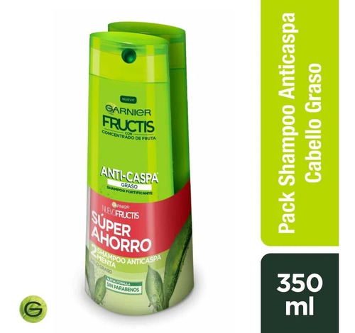 Pack Shampoo Fructis Anticaspa Cabello Graso 2 Un De 350 Ml