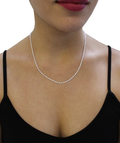 Imagen 6 de 10 de Cadena Torzal De Plata 925 De 45 Cm Diamantada Mujer Agálea