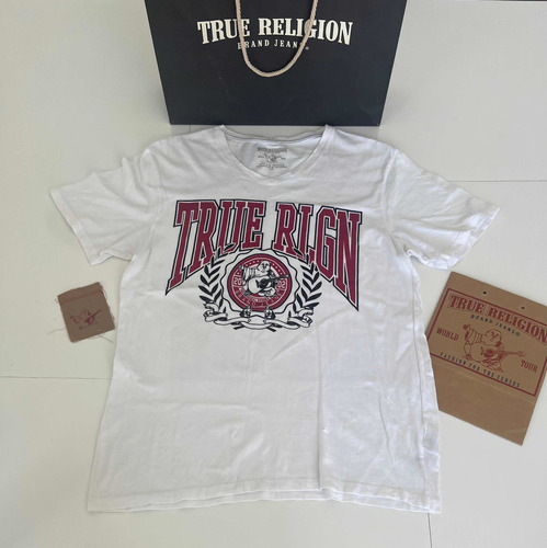 Playera Marca True Religion, Blanca, Talla L,