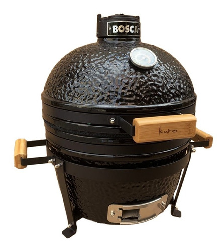 Imagen 2 de 10 de Parrilla Kamado Bosca Kuro 16'' Horno Cerámica Negro Asador