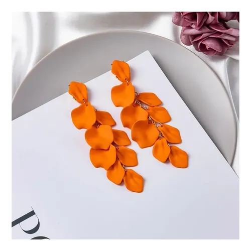 Omgame Pendientes Llamativos Florales De Color Naranja Para