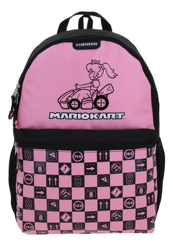 Mochila Grande Chenson Super Mario Kart Gogo Peach Niña Dama Color Negro Diseño De La Tela Liso