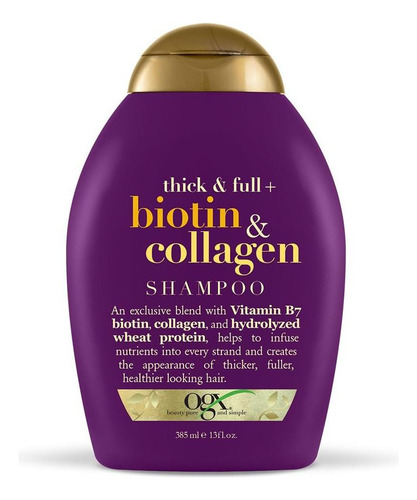 Shampoo Ogx Grosso E Completo + Biotina E Colágeno, 13 Onças