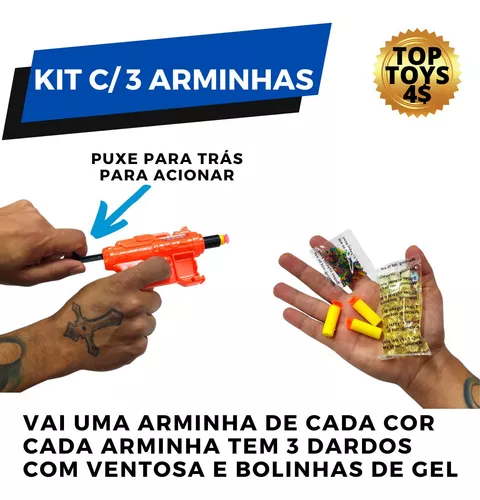 brinquedo infantil arma pistola lança dardo e bolinha de gel orbez