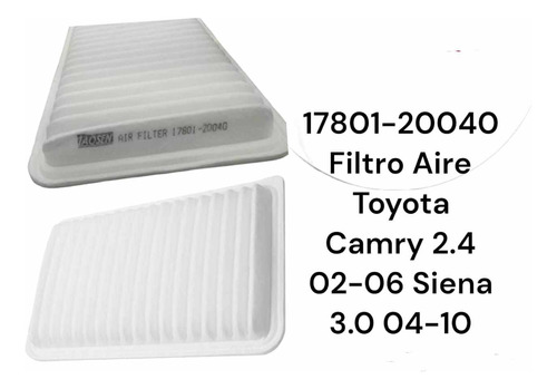Filtro Aire Panel Toyota Camry 2.4 02-06 Siena 3.0 04-10
