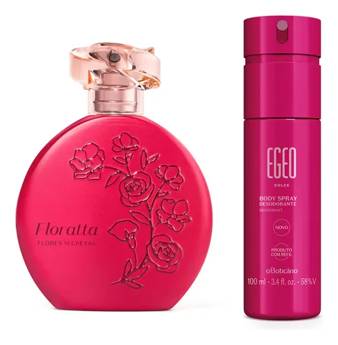 Floratta Flores Secretas Colônia 75ml + Egeo Body Spray Dolce 100ml