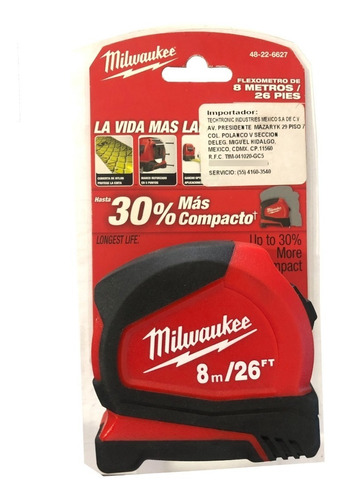 Flexómetro Compacto 8m/26' Milwaukee 48226627