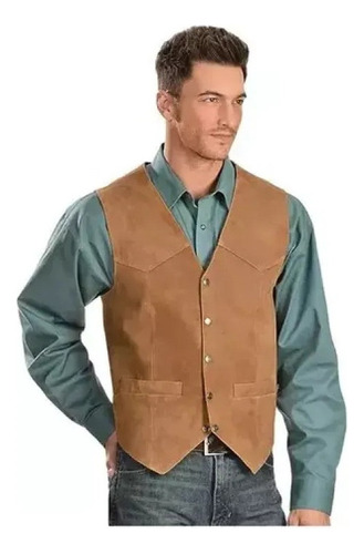 Chaleco Vaquero Occidental De Cuero Para Hombre