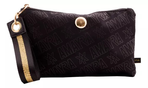 Clutch Bolso Chico Original Estampado Amayra Acabado De Los Herrajes Niquel Color Negro Color De La Correa De Hombro Negro Diseño De La Tela Liso