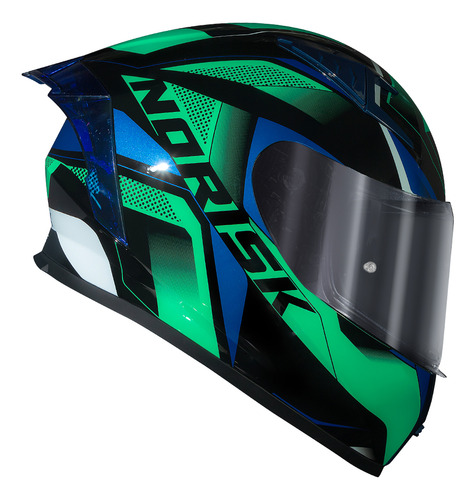 Capacete Masculino Norisk Flow Pulse Verde E Azul Lançamento