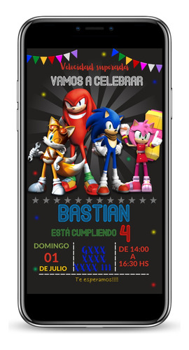 Tarjeta Invitación Digital Cumpleaños Sonic