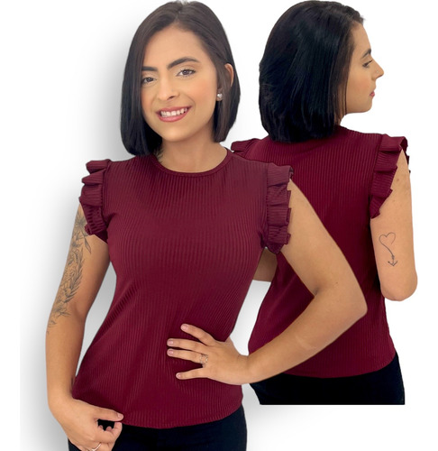 Blusinha Feminina Caneladinha Manguinha Morcego Sem Bojo