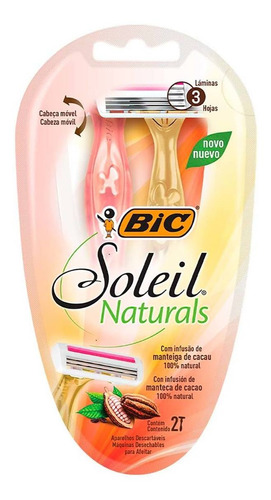 Rastrillos Desechables Bic Soleil Naturals Triple Hoja 2 Rastrillos