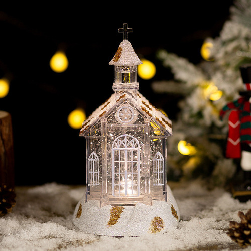 Caixas De Música De Flocos De Neve Da Igreja De Cristal De