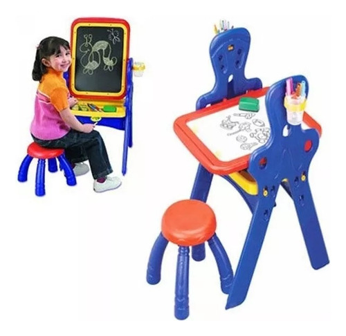 Pizarrón Caballete Infantil 2 En1 Mesa Banco Crayola En Caja Azul (Usado)