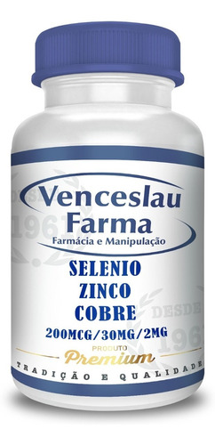 Selenio Quelato (200mcg) + Zinco 30mg+cobre 2mg Com 120 Caps