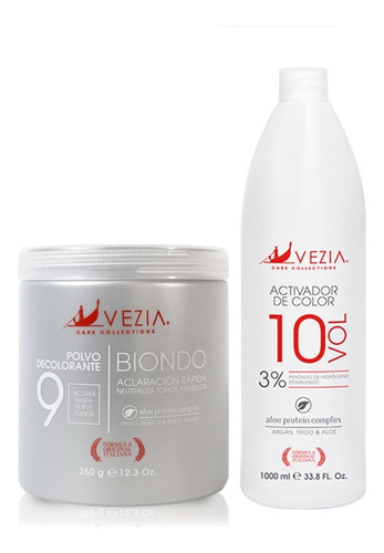  Decolorante Biondo 350g + Peroxido Vezia 1 Litro Tono 10VOL