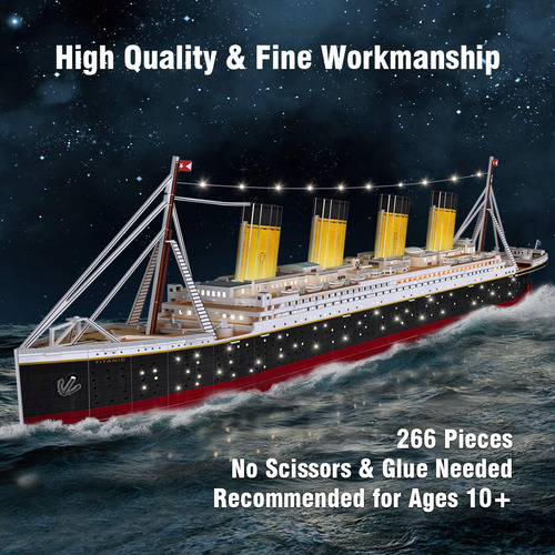 Puzzle 3d Cubicfun Led Titanic, Barco Grande De 35 Pulgadas