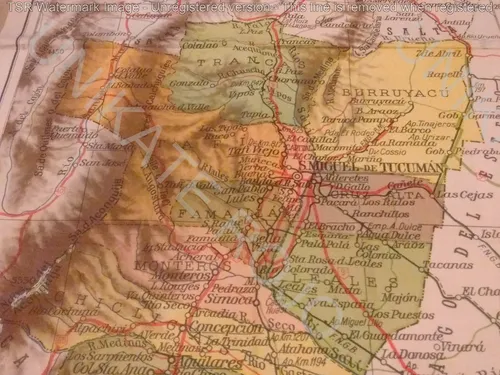 Muy Antiguo Mapa Provincia Tucumán Año 1958 Lámina Póster !! (Usado)