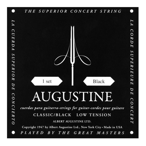 Encordado Para Guitarra Clasica Augustine Regal Black Usa Calibre 028 0435 - Tension Baja