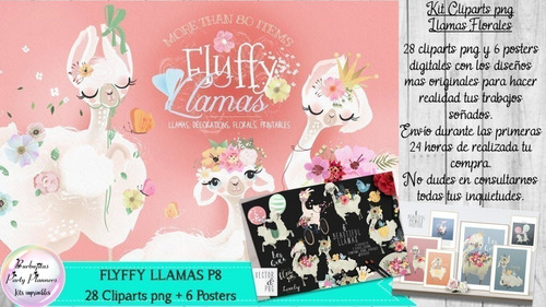 Cliparts Imagenes Png Papeles Llamas Alpacas Florales P8