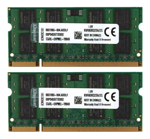 Memoria Ram 4g, 2 X 2 Gb, Ddr2, 800 Mhz, Portátil Kingston