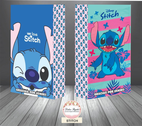 35 Bolsitas  De Stitch + Banderín Feliz Cumple + 12 Toopers