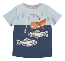 Comprar ~? Mud Pie Baby Boys Mud Pie Fishing Appliqué Tee, Azul, Gra