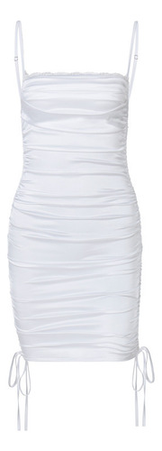 Vestido De Satén Con Falda De Un Paso Con Tirantes Y Tirante