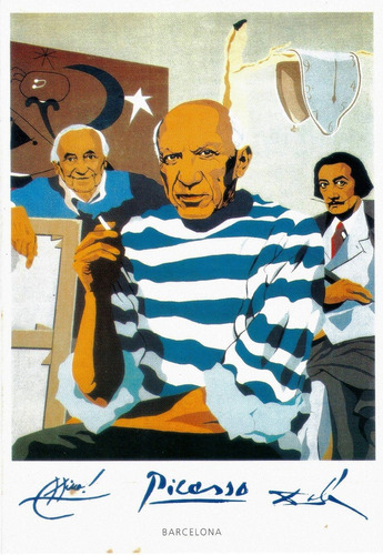 Postal Conmemorativa De Picasso, Miró Y Dalí
