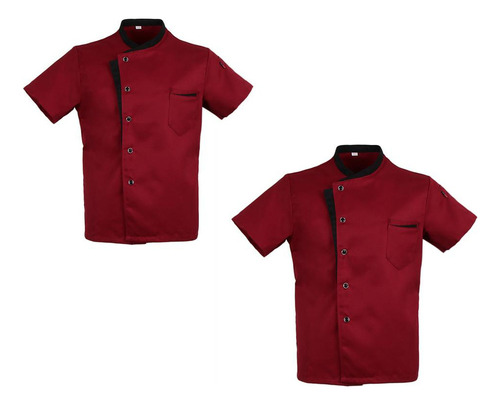 .. 2x Chef Cook Coat Un Solo Botonadura Mangas Cortas