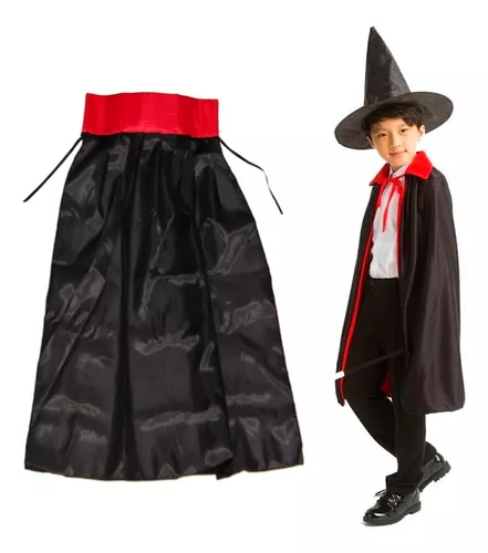 Fantasia Vampiro Infantil Halloween Capa com Gola - 01 unid