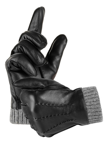 Egsshop Guantes De Invierno Cálidos De Cuero Genuino, Guante