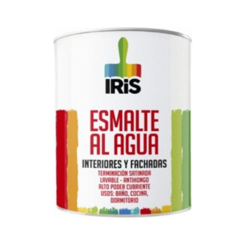 Esmalte Al Agua Iris Semi Brillo Lavable Blanco 1/4 Galon