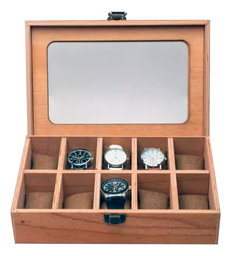 Caja Estuche De Madera Gadnic Organizador 10 Relojes Color Marrón