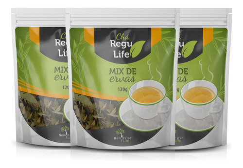 Chá Regu Life 3 Pacotes + Brinde Infusor De Chá