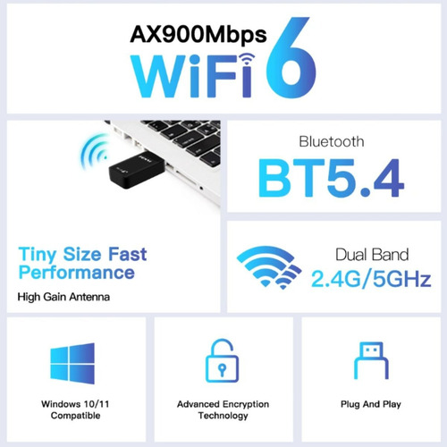 Fenvi Wifi 6 + Bluetooth 5.4 Dual Band 900mbps - Ax900m 5.4