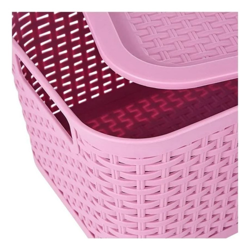 Caja Tejida Plástico Multiusos Modelo Ratán 8 Lts 29x21x15