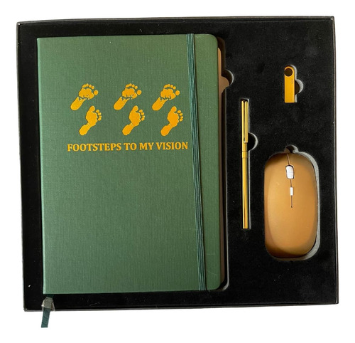 Footsteps To My Vision Green Notebook Set Diario Cuero Lujo