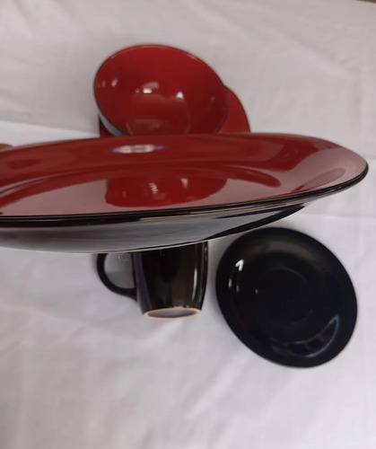 Juegos De Vajilla Semicircular De Porcelana De 30 Piezas Rojo